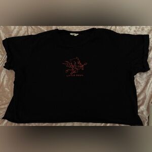 Black T-Shirt with Red Little Devil Graphic